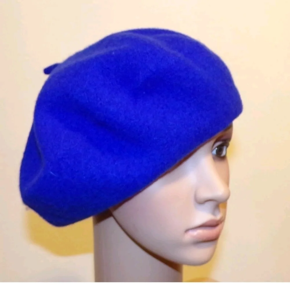 Royal Blue 100% Wool FRENCH Beret Tam